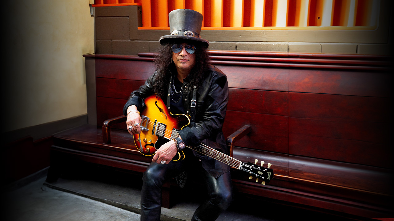 Slash with his signature Gibson ES-335
