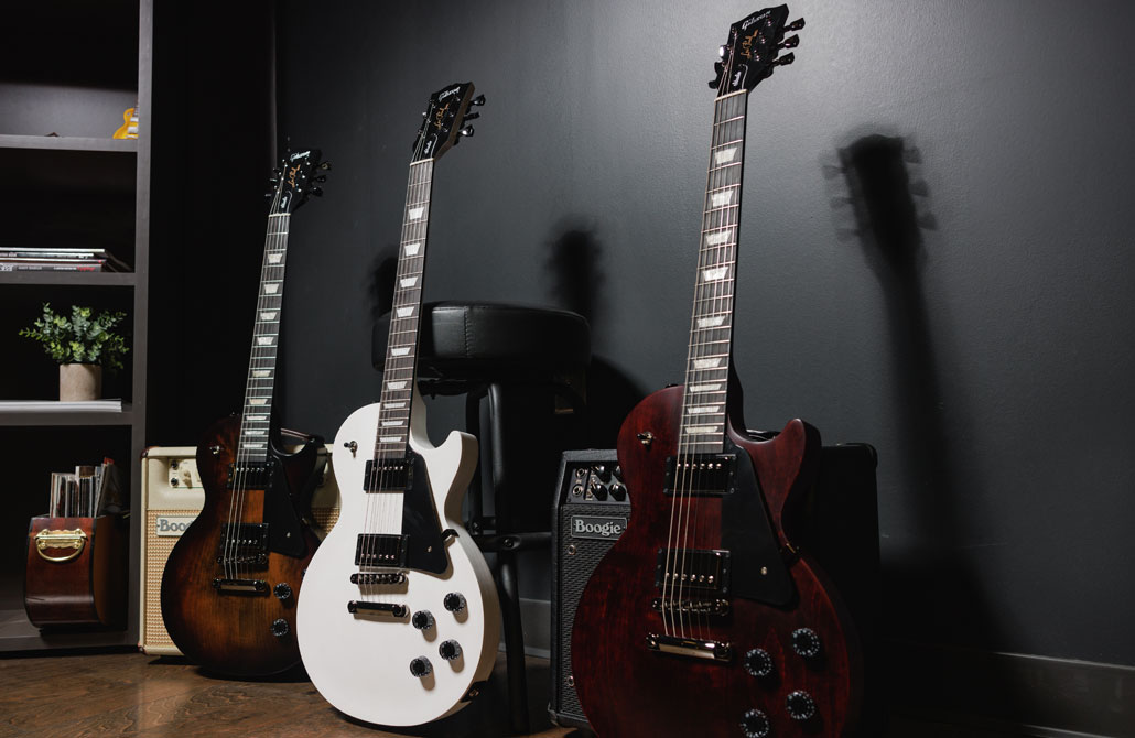 The Les Paul Modern Collection with a Mesa-Boogie amplifier.
