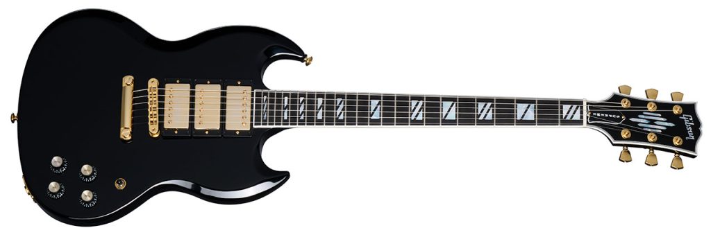 The Gibson SG Supreme in a Gibson.com exclusive 3-pickup Ebony configuration