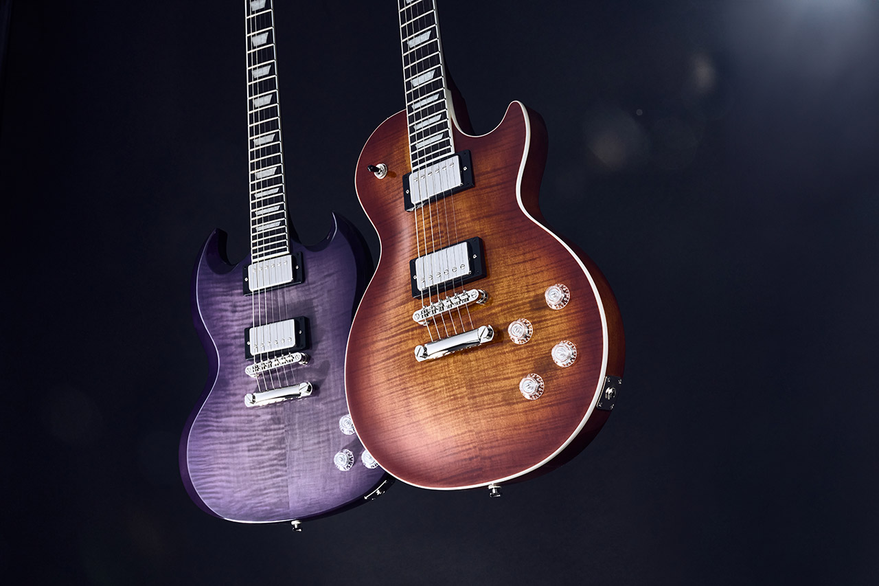 The Epiphone SG Modern Figured and the Epiphone Les Paul Modern Figured